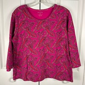 White Stag Women's Pink Paisley Long Sleeve Top Large 12-14